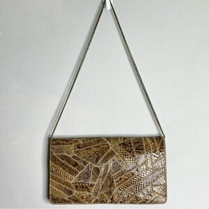 BAGS BY VARON Vintage Leather Snake Skin Clutch Shoulder Bag